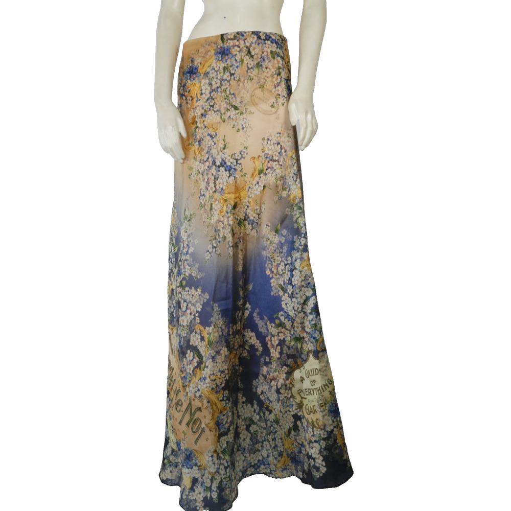 Zimmermann Tama Bias Forget Me Not Flare Skirt Silk Satin Organza Floral Maxi 1 - Picture 3 of 16